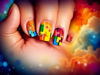 create  Nails with lego colors nail art