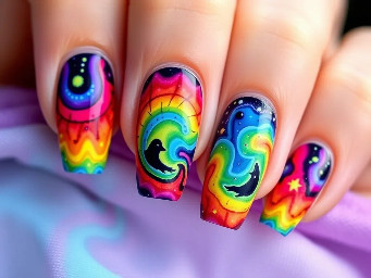 Create a nail art that is trending with vibrant colors