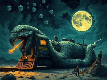 Soñe con una maquinaria gigante en forma de gusano parecido aún tren alreves de color negro o cenizo y era horrible y era un arcángel demonio