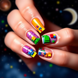 create  Nails with lego colors nail art