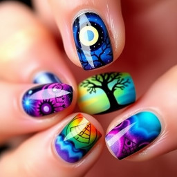 Create a nail art that is trending with vibrant colors