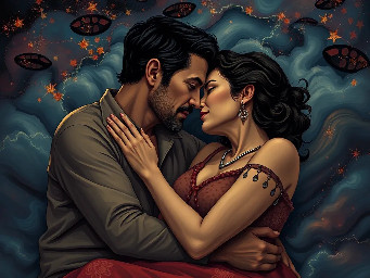 A white man in his 50s and a Mexican woman in her 50s having passionate