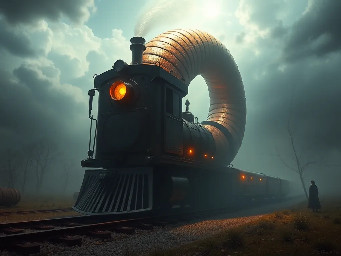 Soñe con una maquinaria gigante en forma de gusano parecido a un tren alreves con todas sus piesas asi por fuera que parecian cachos todos bien puestos en su lugar de color negro o cenizo y era horrible se movía en silencio como nadando en el agua pero en el aire como gusano