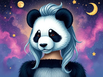 Create a panda hairstyle with the Nail art to match