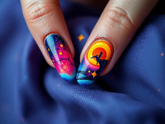 Create a nail art that is trending with vibrant colors