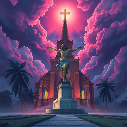 soñar que estas afuera de una Iglesia y con 2 Jusus Cruzificados de estatua