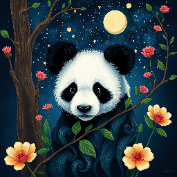 Create a panda hairstyle with the Nail art to namatch