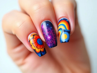 Create a nail art that is trending with vibrant colors