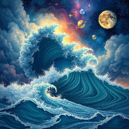 Surfeuse sur grosse vague