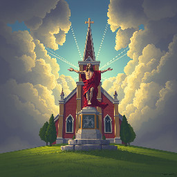 soñar que estas afuera de una Iglesia y con 2 Jusus Cruzificados de estatua