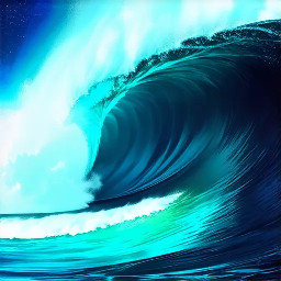 Surfeuse sur grosse vague